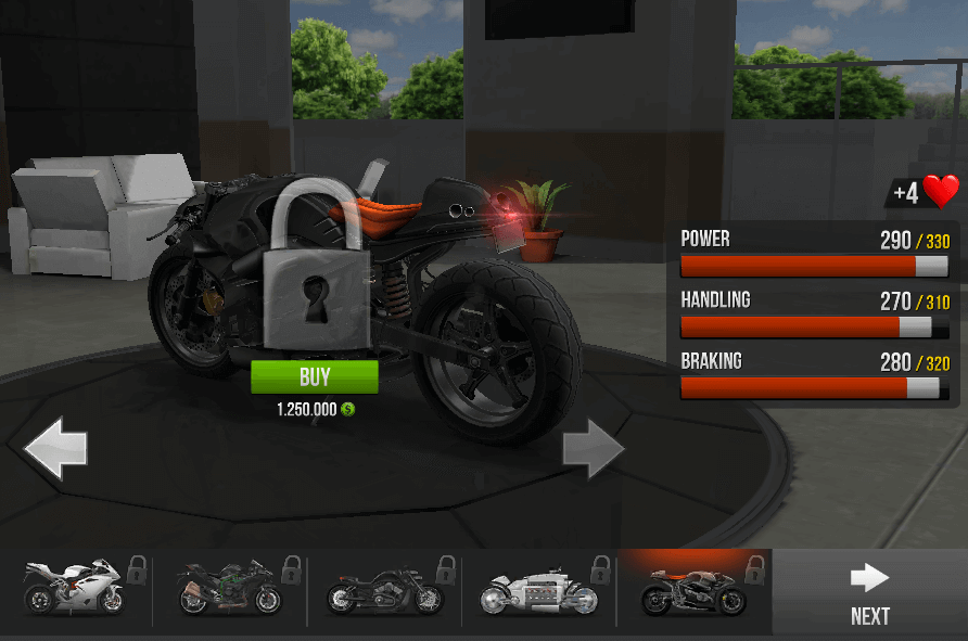 Motorbike upgrades in Traffic Road